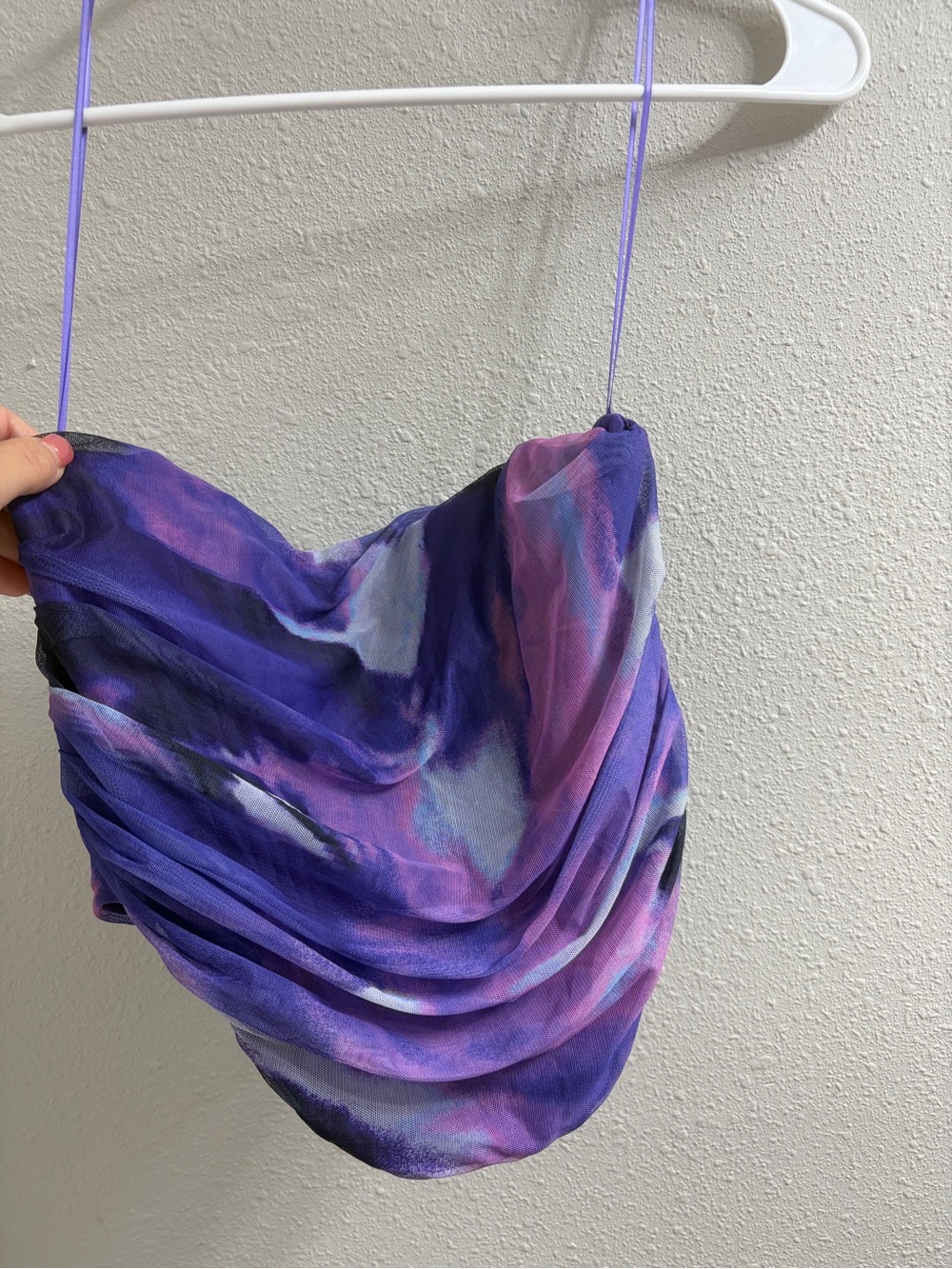 Windsor Purple & Pink Tie-Dye Cowl Neck Crop Top